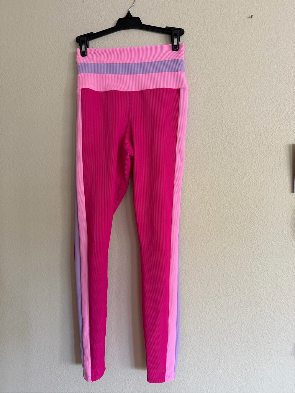 Beach Riot Mariella Ribbed Leggings Raspberry Colorblock Pink Size Small - Picture 5 of 8
